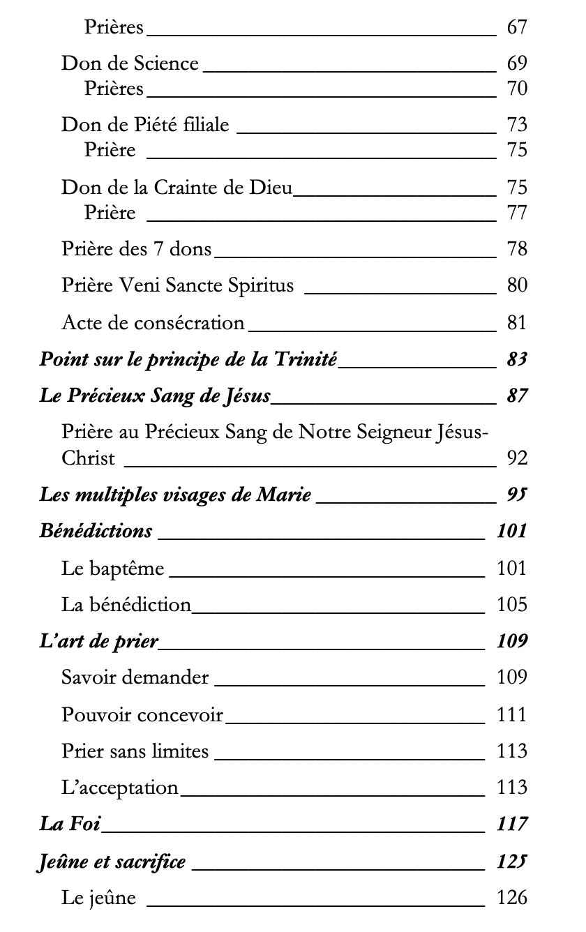  Table de matières du livre "Découvrir l'Occultisme Chrétien" de Ange de Gaïa