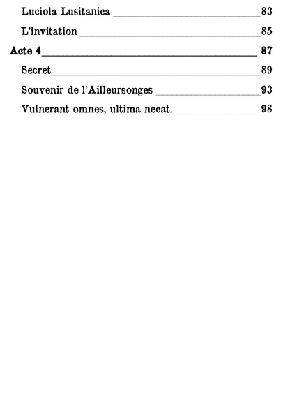 Table des matières du recueil de poèmes "Billets d'âme - Tome 2 - Le théâtre des Langueurs" de Lucy Dayrone